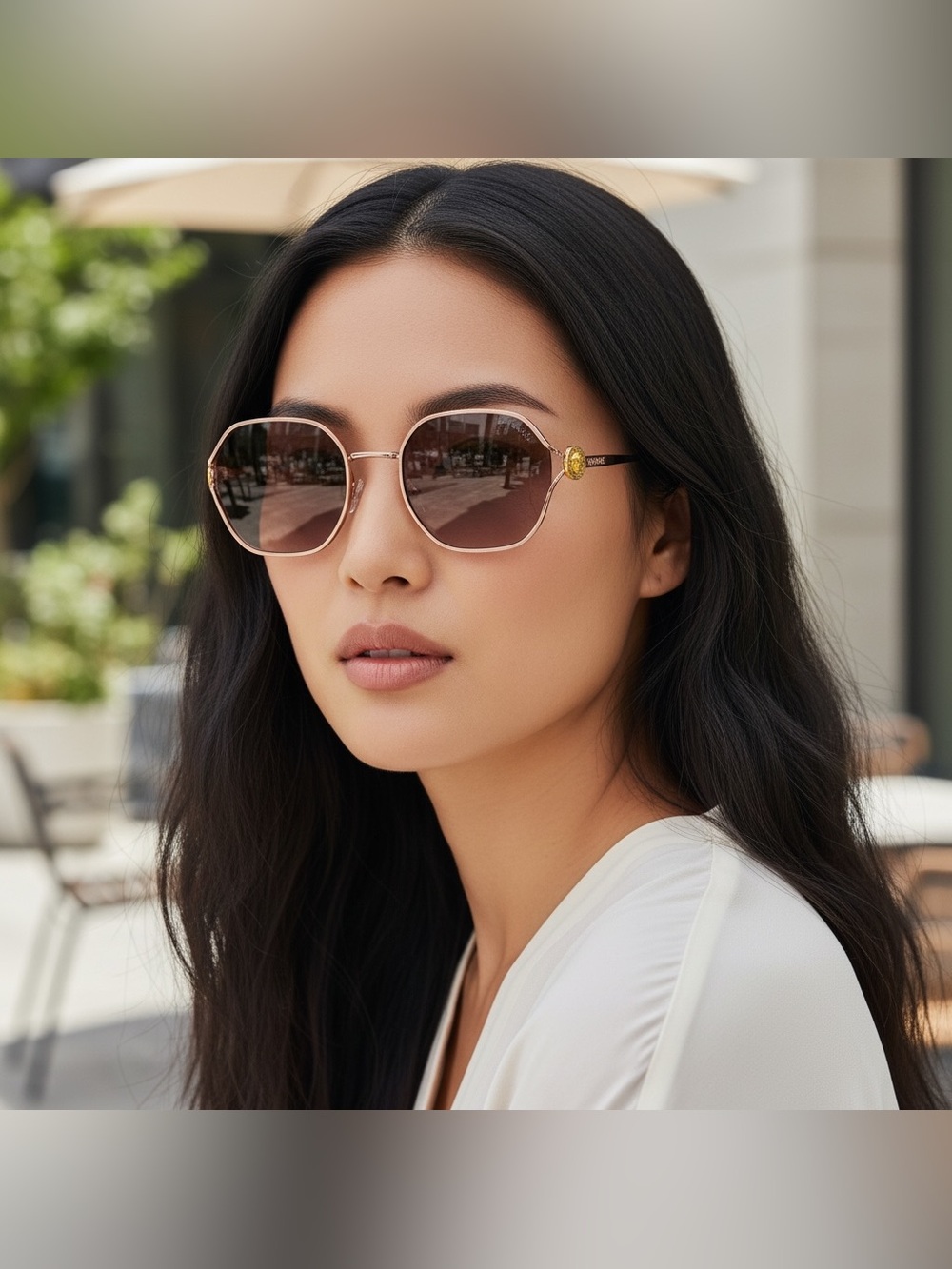 Versace Women’s Sunglasses – Pink Bronze / Brown Gradient – New – 55-20-140 - Picture 10 of 16